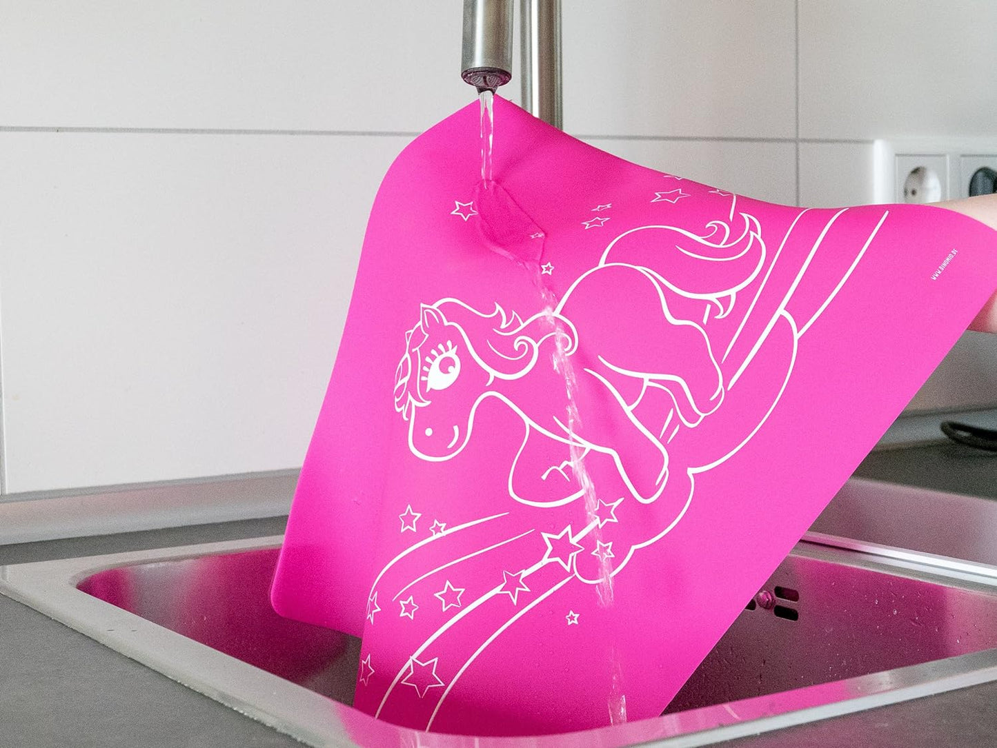 Silikon-Platzdeckchen für Kinder (Schule, Essen, Basteln) - Einhorn violett Tischset