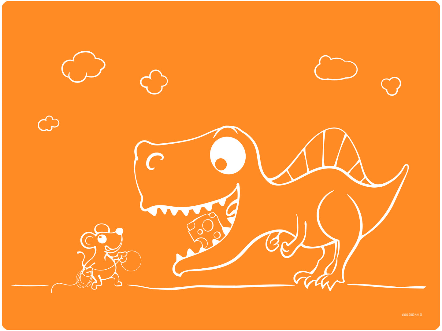 Silikon-Platzdeckchen für Kinder (Schule, Essen, Basteln) - Dino orange Silikon-Tischset