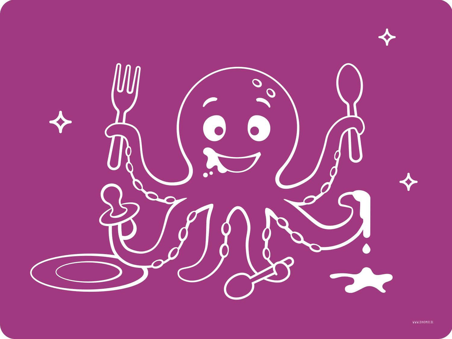 Silikon Platzdeckchen Tintenfisch Tischset für Kinder (Schule, Essen, Basteln) - Krake lila