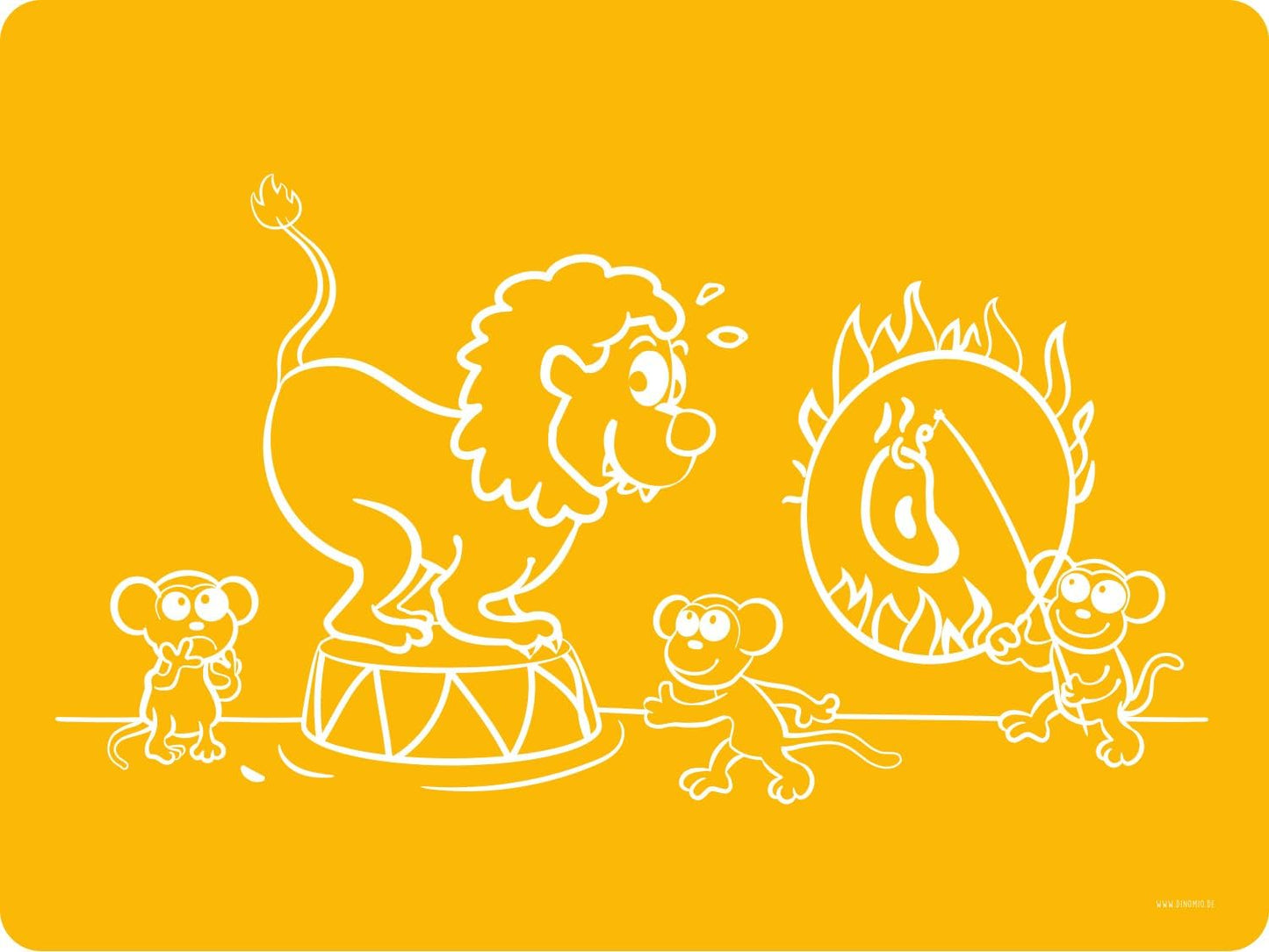 Silikon Platzdeckchen Tischset für Kinder (Schule, Essen, Basteln) - Zirkus Löwe gelb
