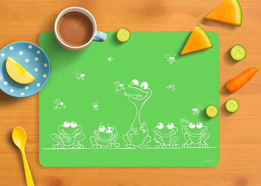 Silikon-Platzdeckchen für Kinder (Schule, Essen, Basteln) - Frosch grün Silikon-Tischset